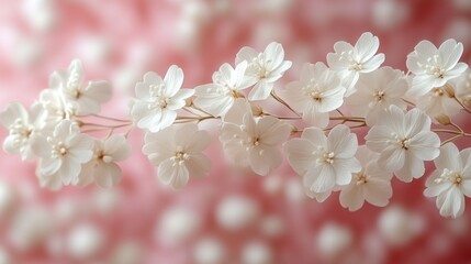 Fototapeta premium Delicate White Blossoms Against a Soft Pink Background