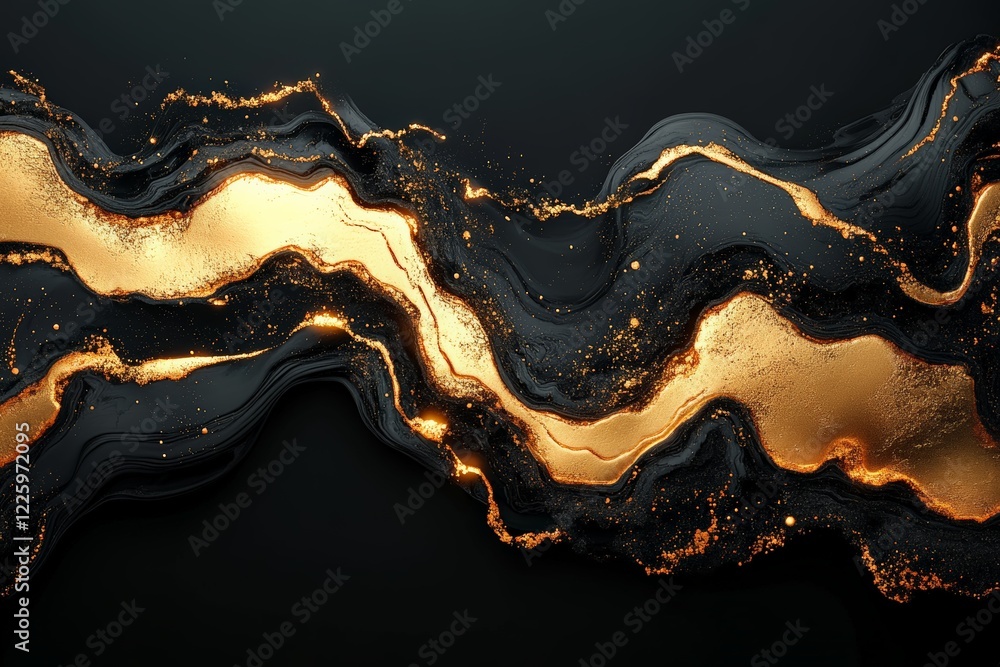 Poster elegant black and gold abstract design creating a striking visual effect in a modern artistic settin