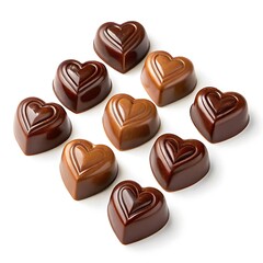 Obraz premium heart shaped chocolate candies isolated on white background