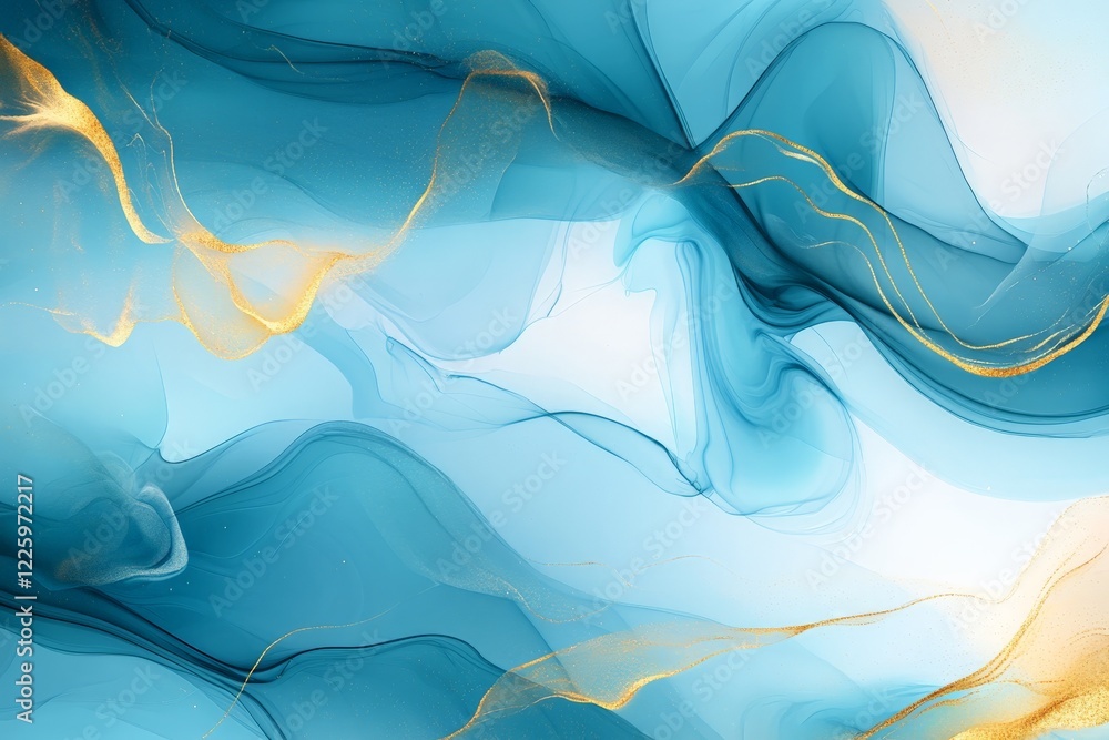 Poster beautiful abstract blue and gold waves create a serene background for artistic designs and digital a