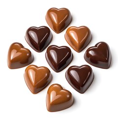 Fototapeta premium heart shaped chocolate candies isolated on white background