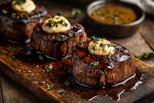 A delectable filet mignon served with a rich sauce.