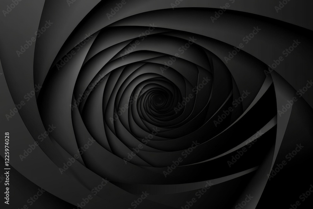 Poster intricate spiral design showcasing black layers in a captivating visual illusion