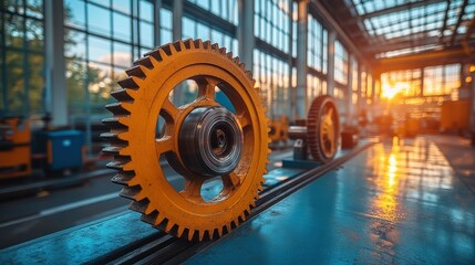 Industrial Gear Close-Up:  A Sunset in the Factory