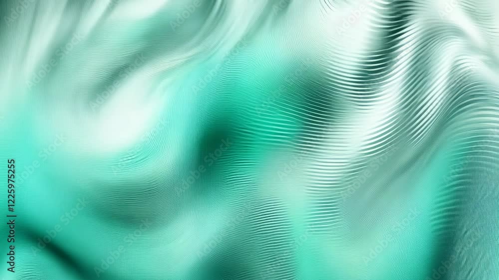 Poster fluid textures create a mesmerizing abstract background in shades of teal and white with gentle wave