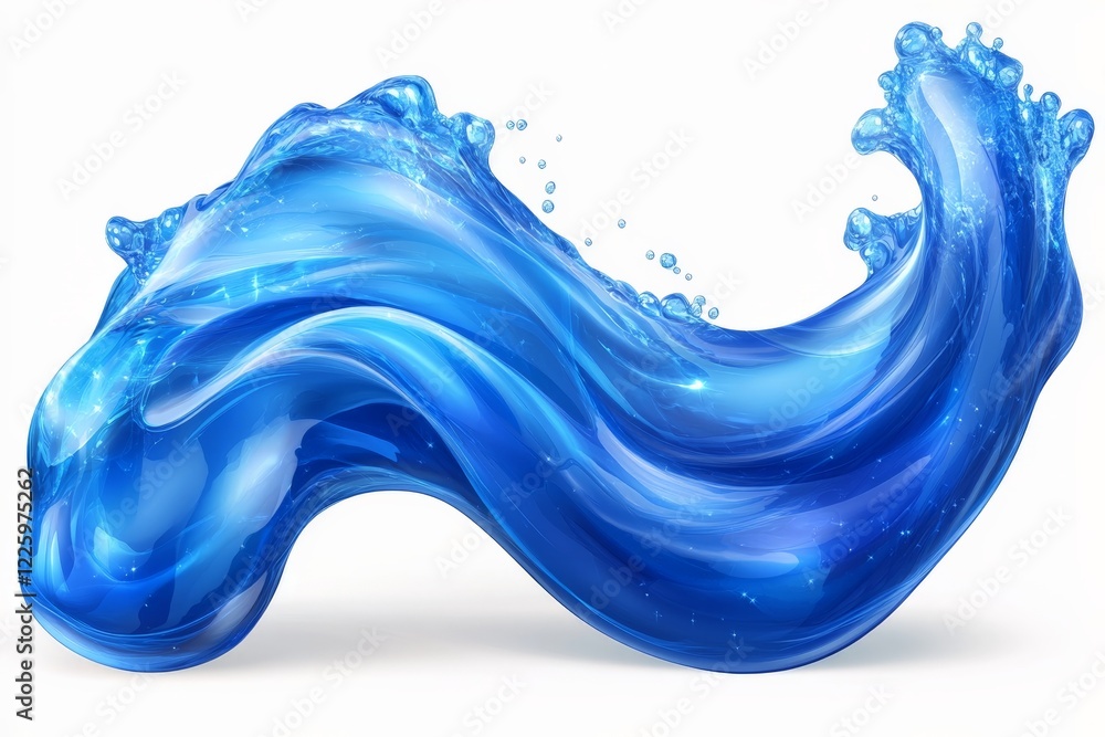 Poster dynamic blue water wave representing fluidity and motion in a vibrant design