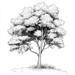 Detailed Pen and Ink Drawing of a Majestic Tree