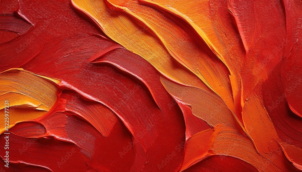 Poster vibrant red and orange swirls on an abstract artistic backdrop a dynamic interplay of color and text
