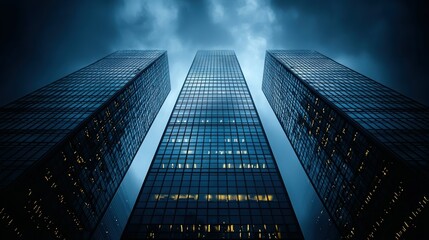 Skyward Gaze: Three Towers Reaching for the Dusk Sky