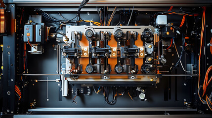 Overhead View: Laser Components in 3D Printing's Intricate Setup for Precision Manufacturing