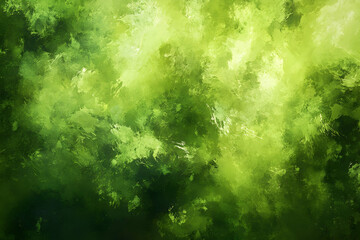 Obraz premium A bright green abstract watercolor background, filled with soft, organic brush strokes in a vibrant color palette.