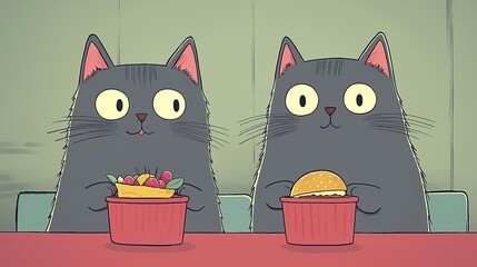 Respect Your Cat Day Cute cats enjoying delicious treats together.