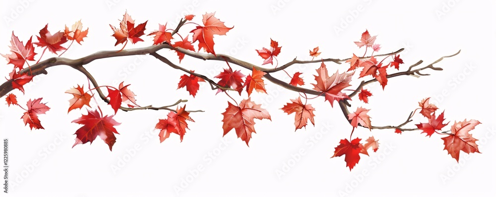 Aufkleber solitary maple tree branch displaying stunning red autumn foliage
