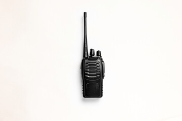 One walkie talkie on white background, top view
