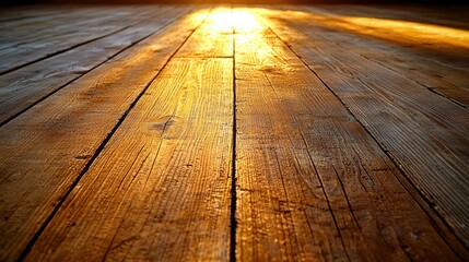 Sunlit Wooden Floor, Interior, Warm Light, Background Texture