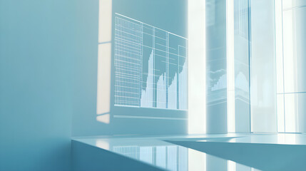 Obraz premium Minimalistic Financial Insight: A Modern Investment Graph on Screen in Soft Blue and Gray Tones
