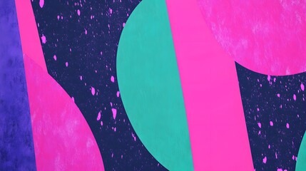 Abstract Geometric Shapes Background Pink Teal Purple