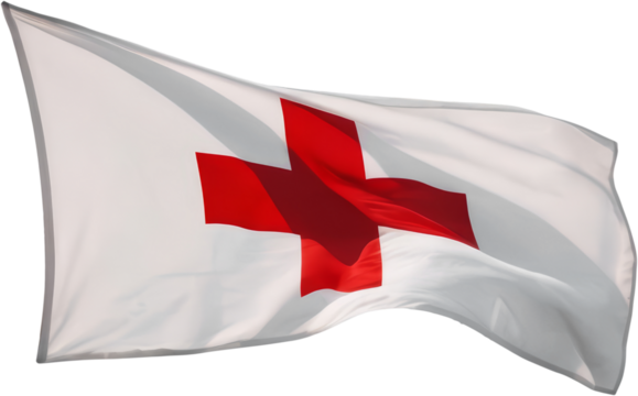 waving flag of the  red cross