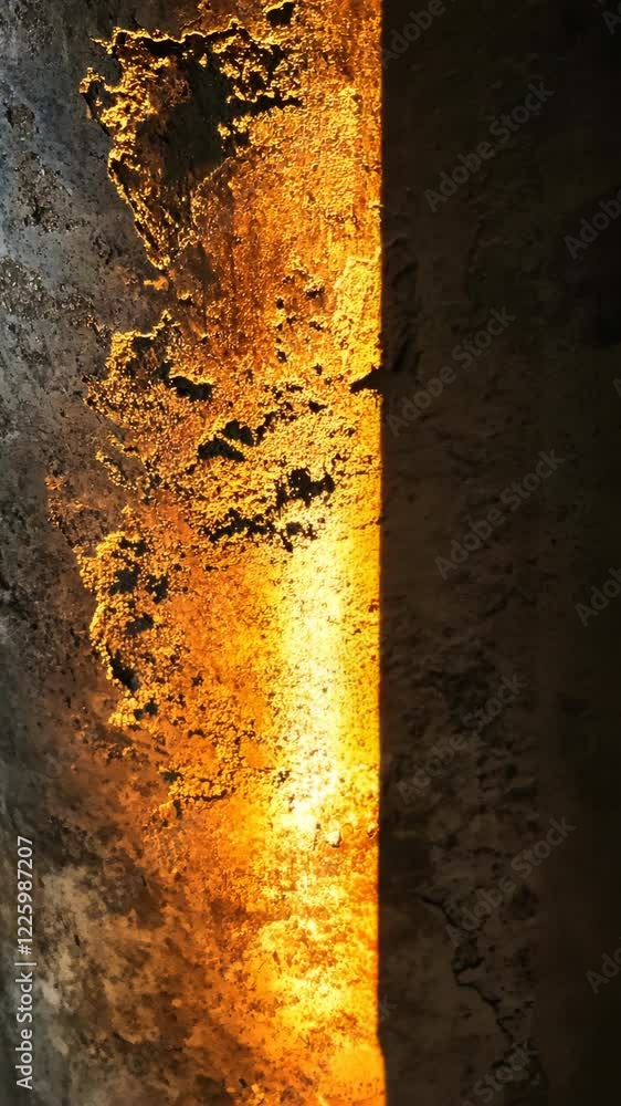 Poster unique light effect revealing texture and color on a rough surface in a dark setting