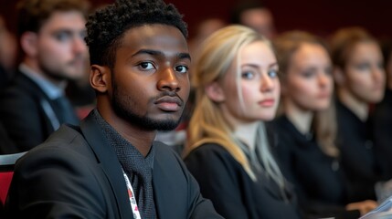 Obraz premium Focused Young Man at Conference