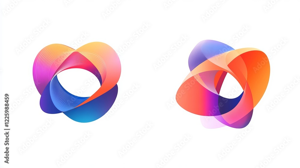 Poster abstract shape icons isolated on a white background, featuring geometric logotype designs. clean and