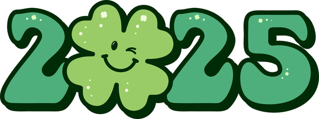 St Patrick's day 2025sticker, numbers with clover leaf