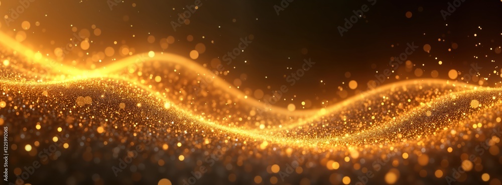 Poster abstract gold background with shimmering light, wavy texture. golden glowing light effect. dynamic, 