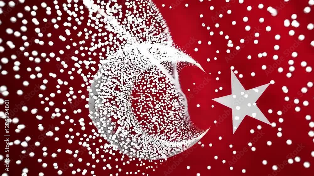 Poster turkish flag animation scene with sparkling effects and dynamic movements