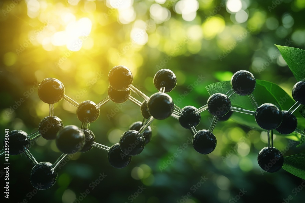 Aufkleber butterfly effect of nature and science captured in molecular structure against vibrant green backdro