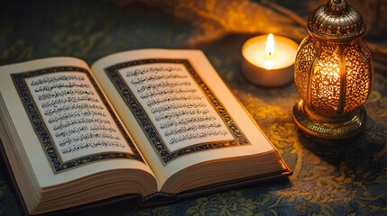 Quran, candlelight, lantern, night, reading, spirituality, peace, home, faith, Islamic