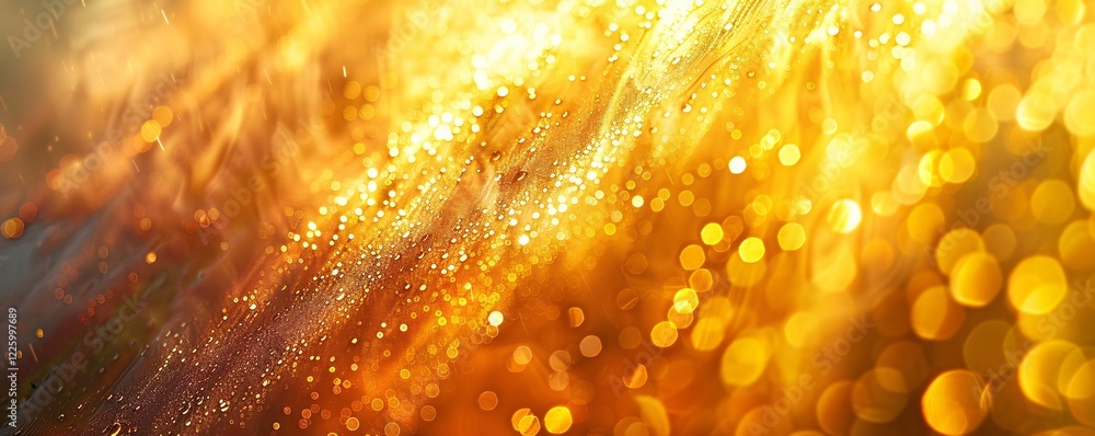 Aufkleber golden bokeh background sparkling with light and water drops
