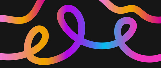 Horizontal black background with a colored rainbow gradient lines. Vector illustration