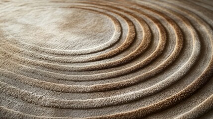 Naklejka premium Textured Rug with Concentric Circular Patterns in Beige and Brown