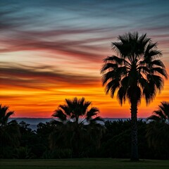 Obraz premium trees at sunset