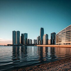 Fototapeta premium city skyline at sunset