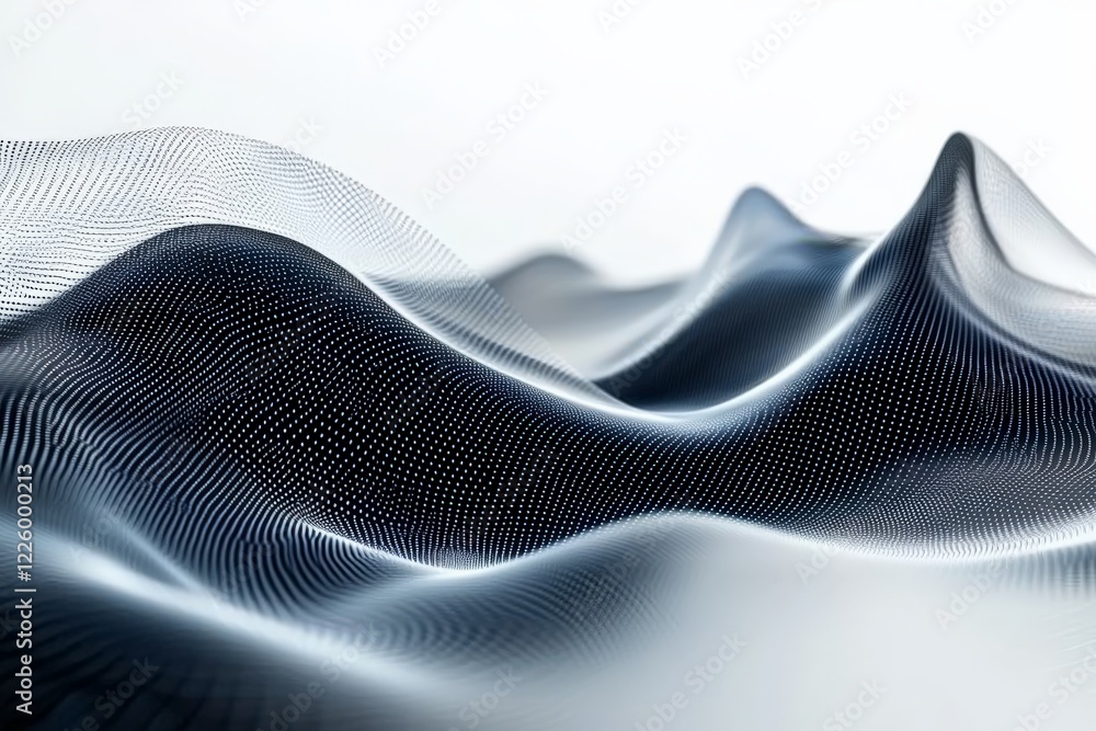 Aufkleber digital landscape representation using point cloud technology with smooth, flowing patterns in monoc