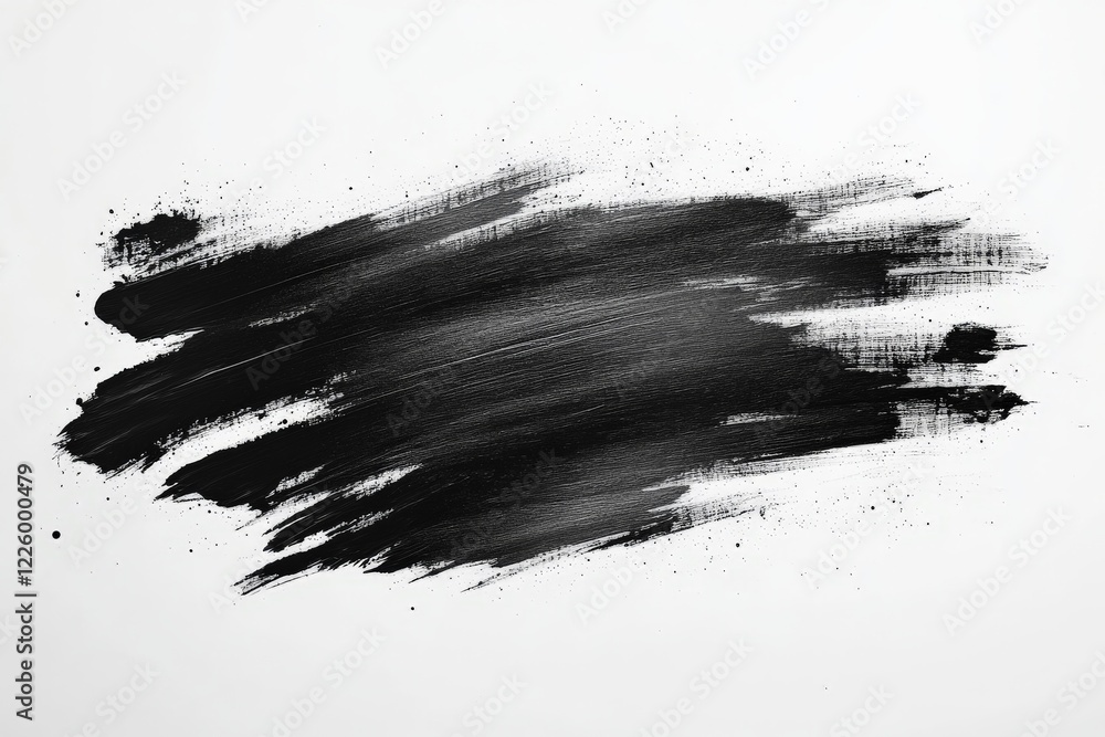 Aufkleber bold black paint stroke on a clean white background creating contrast in artistic expression and des