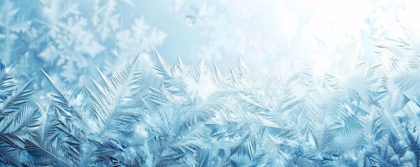 Gorgeous ice crystals coat a window on a frosty winter day