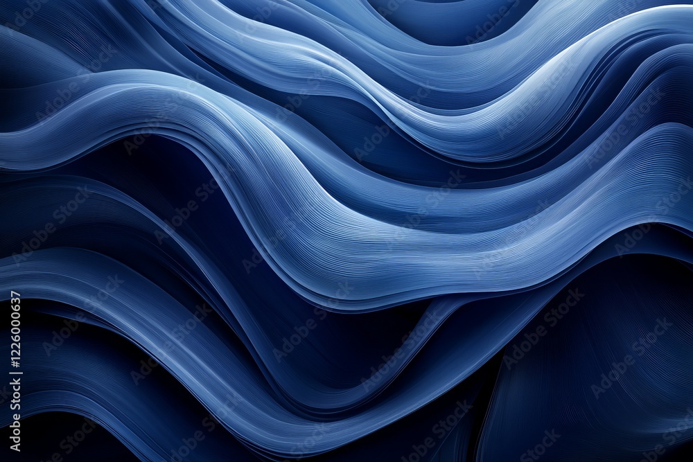 Leinwandbilder fluid blue waves forming dynamic patterns in a textile or abstract art composition