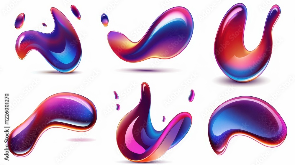 Aufkleber bright, mesmerizing gradient shapes create a stunning visual display of iridescent colors, perfect f