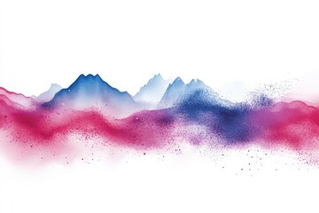 Obraz premium Creative watercolor depiction of mountains with vibrant red and blue tones