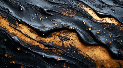 Flowing Elegance: Abstract Metallic Paint Drips Creating Artistic Patterns