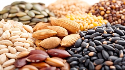 Obraz premium Variety of Seeds and Nuts Close Up Photography