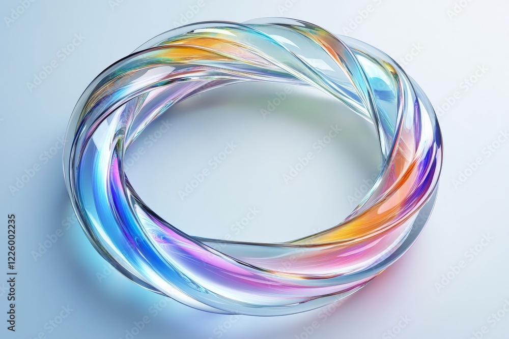 Poster colorful transparent loop sculpture showcases artistic elegance and fluidity in design, ideal for mo