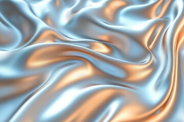 Obraz premium Luxurious silky fabric with smooth waves and shimmering light effects in soft blue and gold hues