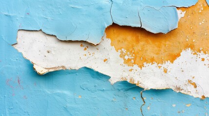 Obraz premium Vibrant graffiti on an abstract wall creates an eyecatching blend of light blue and yellow hues, perfect for urban art lovers.