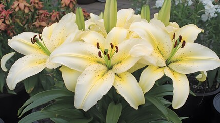 Obraz premium Stunning Cream Asiatic Lilies in Full Bloom