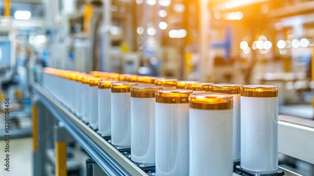 Poster rows of cylindrical lithium-ion batteries lined up in a lab environment.