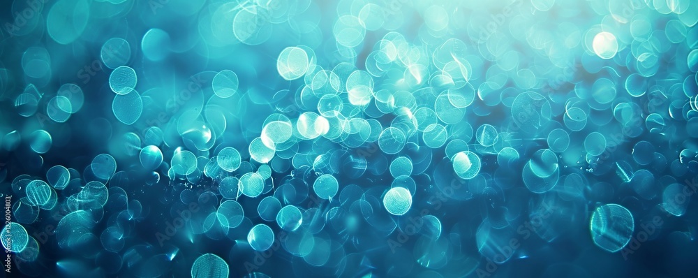 Aufkleber Blurred blue background with circles of light creating a captivating atmosphere