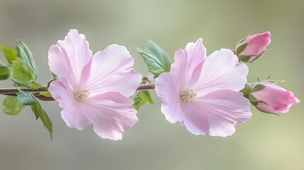 Delicate Pink Flowers Blossom Branch Soft Pastel Spring Floral
